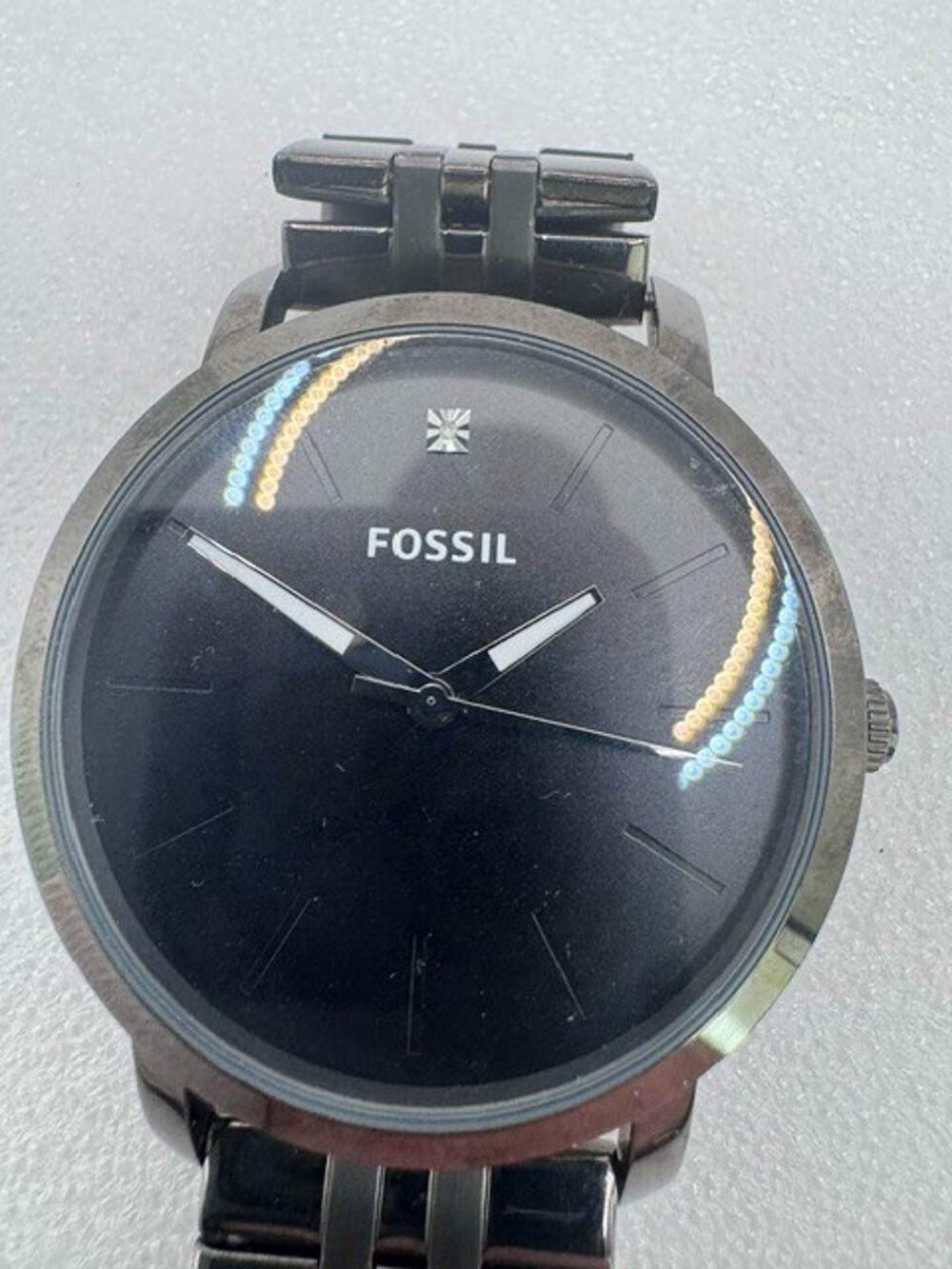 Fossil Lux Luther Gunmetal Smoke Gray Diamond Men's BQ2419 Watch Excellent